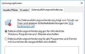 Windows 10 Datenausführungsverhinderung 