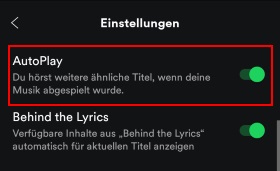 Spotify vorgeschlagene Titel ausschalten in Playlist