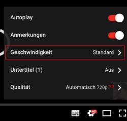 YouTube-App Geschwindigkeit beim Abspielen ändern