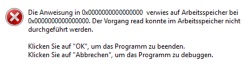 Der Vorgang read konnte nicht auf dem Speicher durchgeführt werden