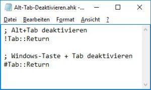 Alt+Tab ausschalten: Tastenkombination deaktivieren