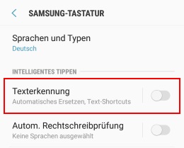 Android Wortvorschläge deaktivieren