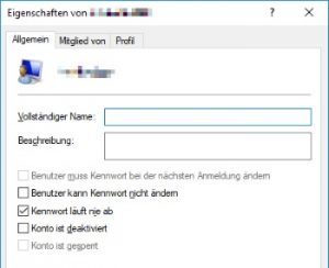 Windows 10: Einstellen, dass das Kennwort nie abläuft