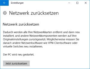 Windows 10 WLAN-Einstellungen zurücksetzen