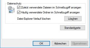 Windows 10: Explorer Verlauf löschen