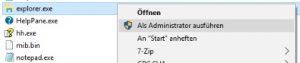 Windows Explorer als Admin starten