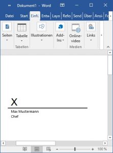 Linie für Unterschrift in Word einfügen