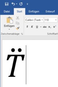 Zwei Punkte über den Buchstaben anzeigen lassen in Word